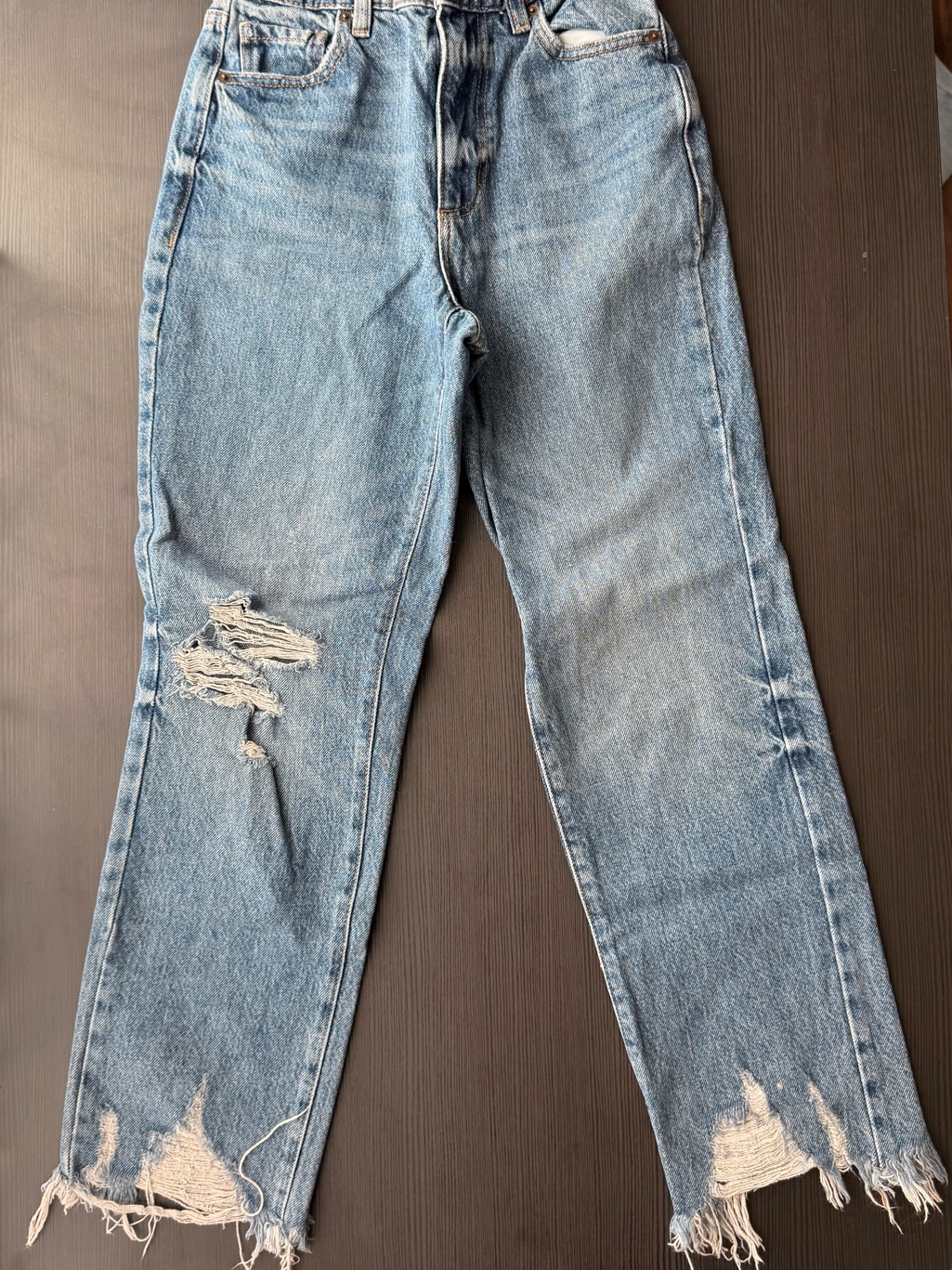 5for25 Garage Light Blue Straight Leg Distressed Jeans